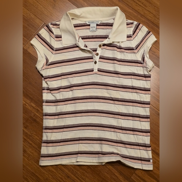 Abercrombie & Fitch Tops - Abercrombie & Fitch Vintage Cream and Brown Striped Shirt